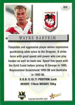 2000 Select #99 Wayne Bartrim Back